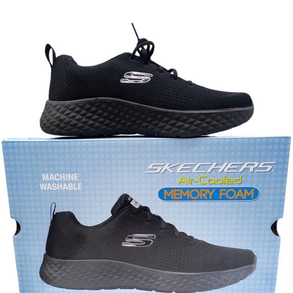 Skechers Men’s Air Cooled Memory Foam Lite-Foam Machine Washable Black - Picture 1 of 6